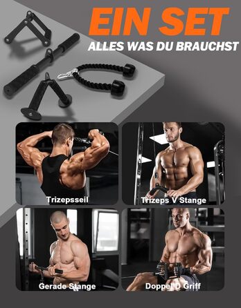 Набір аксесуарів для кабельного тренажера Fitarc: рукоятка для тяги верхнього блоку (Lat Pulldown) та канат для трицепса для домашнього фітнесу