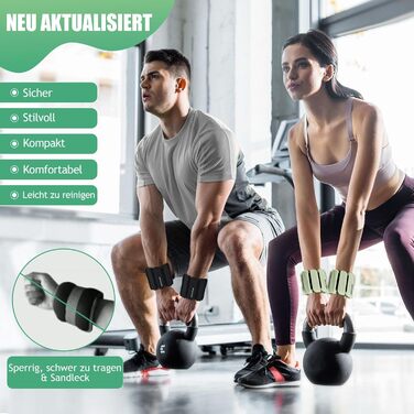 Важкі манжети BECOJADDE для ніг та рук, 0.45 кг / 0.9 кг (комплект 2 шт.) для бігу, кардіо та силових тренувань. Зелені, 0.9 кг пара (0.45 кг кожна).