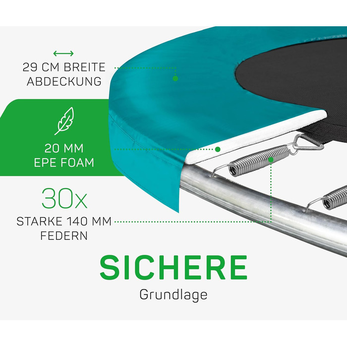 Трамплін Salta Comfort Edition 153 см - прямокутний, TÜV сертифікований, для саду та вулиці (зелений)