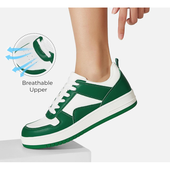 Жіночі кеди LUCKY STEP з блискучими стразами, шкіряні низькі кеди на шнурівках, зручні для прогулянок (40 EU, зелено-білі)