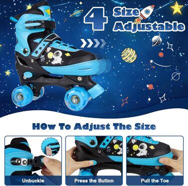 Дитячі ролики Kinder Rollschuhe, блакитні, регульовані, для дівчаток та хлопчиків, розмір 32-36 EU