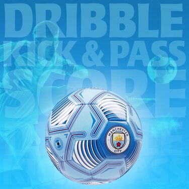 М'яч для футболу Manchester City FC, ліцензійний, розмір 3, 4 або 5 - подарунок для фанатів, блакитний