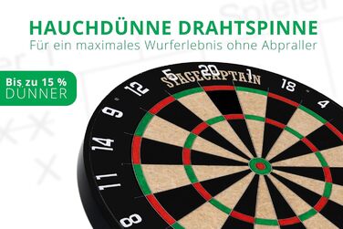 Дартборд Stagecaptain DBS-1715C Bullseye Champion з дротами – професійна стілдардс-дошка з сизалю з 6 дротиками та 4 наборами хвостовиків