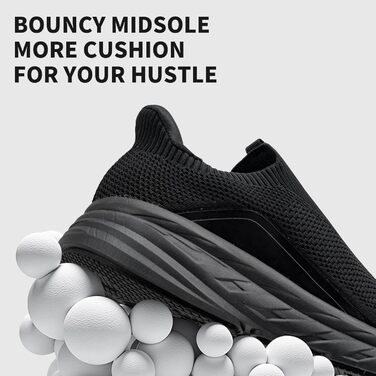 Чоловічі кросівки Sosenfer Slip-On без шнурівків, спортивні, для бігу, фітнесу, прогулянок, чорні, 42 EU