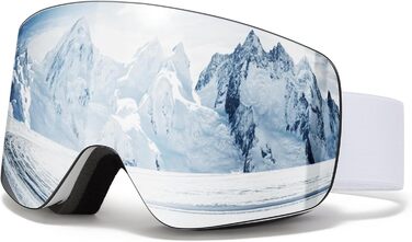 Гірськолижні маски VCOROS OTG для унісекс, YH227 - сноуборд маска з антиковзним ремінцем, захистом від УФ та запобіганням запотіванню, регульовані, срільно-білі (VLT13%)