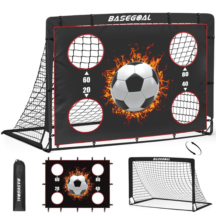 Дитячі футбольні ворота Klappbares Fußballtor 120x90 см та 150x120 см з мішком для транспортування та анкерами для кріплення - для саду, пляжу