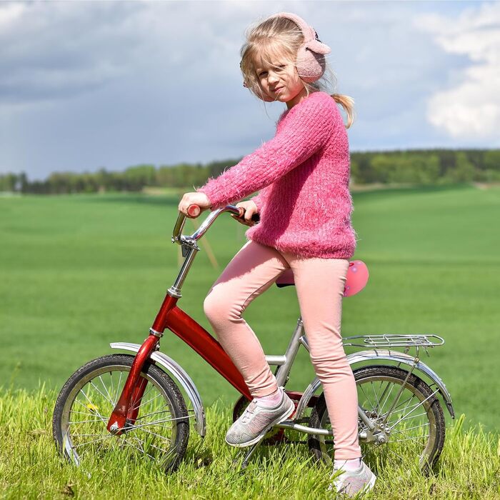 Дитячий велосипедний сидіння – м'яке та водонепроникне, з антиковзким покриттям, широке, Dual Shock для 12, 14, 16, 18, 20 дюймових велосипедів (чорний/червоний, маленький, з квітом)