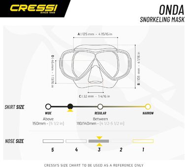 Маска для підводного плавання Cressi Onda з трубкою Mexico, універсальний розмір, для дорослих, чорна, набір для снорклінгу