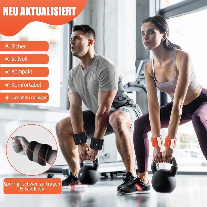 Набір манжет для ніг та рук BECOJADDE (0.45/0.9 кг) для фітнесу, кардіо, силових тренувань. Оранжевий градієнт