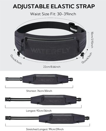 Поясна сумка для бігу WATERFLY: тримач для телефону, поясна сумка для джогінгу (чоловіча/жіноча), три відділення, для марафону та тріатлону, темно-сіра
