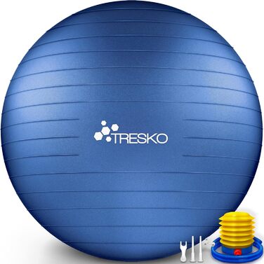 Гімнастичний м'яч TRESKO, 65 см, BPA-free, з насосом, для фітнесу, йоги, вагітних, пілатесу, 300 кг, антивибуховий