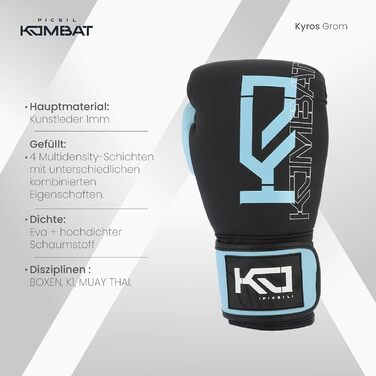 Боксерські рукавички Picsil Kombat Kyros Grom для тренувань і боїв, універсальні, для муай-тай, ММА, кікбоксингу