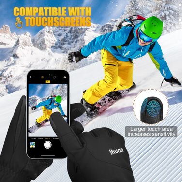 Зимові рукавички для катання на лижах та велосипеді, водонепроникні, теплі, чорні, для чоловіків та жінок