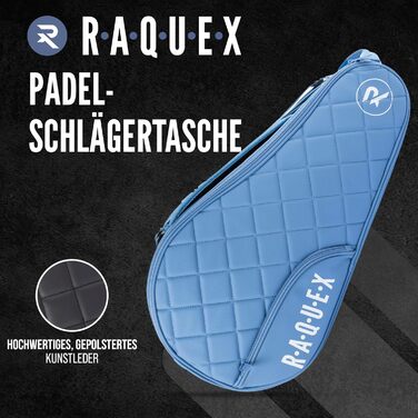Raquex Elite преміальна сумка для падельних ракеток (до 4 штук), синя або чорна, шкірозамінник, чоловіча/жіноча, м'яка захисна падель-сумка, розкішний подарунок