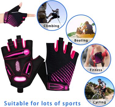Велосипедні рукавички без пальців з гелевою підкладкою для жінок та чоловіків, дихаючі, антиковзні, для шосе, гірського велосипеда, тренувань, фітнесу, рожеві, розмір M