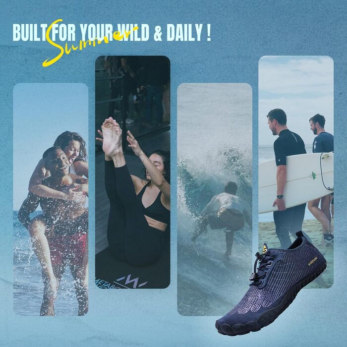 WateLves Водні черевики для жінок та чоловіків, спортивні, антиковзаюча підошва, широка передня частина, темно-синій (661), 43 EU