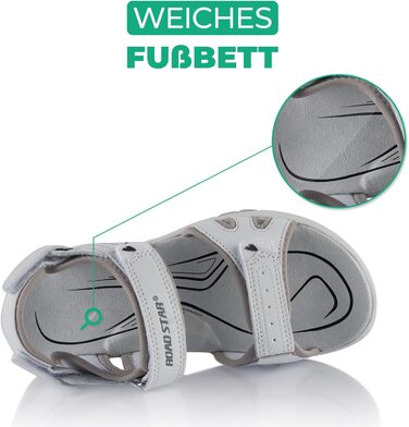 Трекінгові сандалії Fusskleidung® для жінок та чоловіків, легкі літні сандалії з міцною протектором, біло-сірі, розмір 38 EU