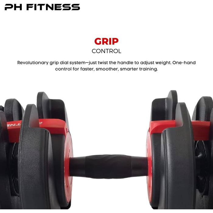 Регульована штанга 24 кг – окрема – 15 в 1 – для дому та силових тренувань. Компактна, чорно-червона