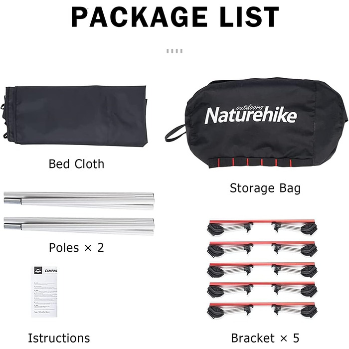 Кемпінгове ліжко Naturehike Ultraleichtes: легке, складане ліжко для відпочинку на природі та вдома. Максимальне навантаження 150 кг. Ідеально для кемпінгу, подорожей та офісу.