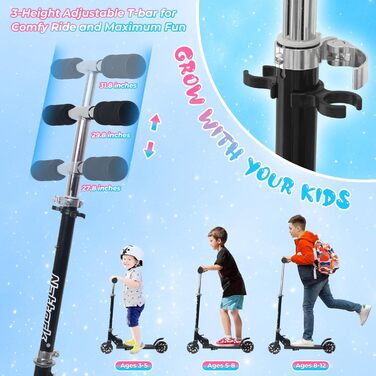 Дитячий роликовий самокат Nattork, легкий та портативний, з регулюванням висоти та гальмом, до 50 кг, NAVY-BLUE