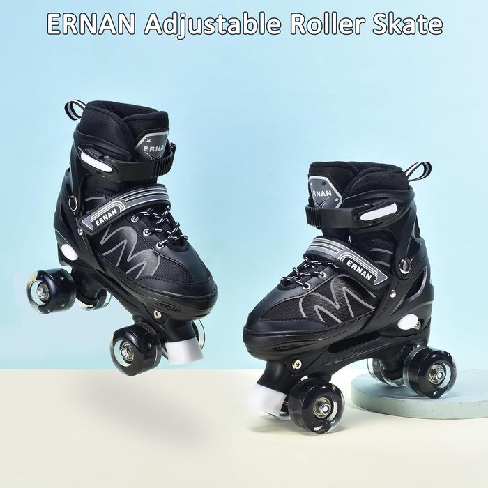 Роликові ковзани ERAN для дітей з LED підсвічуванням. Комфортні ролики для юнаків та початківців. 4 розміри, ролики для дівчаток, хлопчиків та початківців (білий, M)