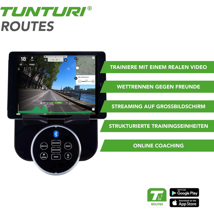 Велотренажер Tunturi FitCycle 70i/50i з LCD-дисплеєм, 32 рівнями навантаження, додатками Zwift та Tunturi Routes, сенсором пульсу, для дому, до 150 кг