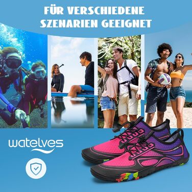 Водні шльопанці/тапочки для плавання та водних видів спорту WateLves, чоловічі та жіночі, швидковисихаючі, для дайвінгу, серфінгу, йоги, туризму, повсякденного носіння, 36-48 EU, рожевий, фіолетовий, 40 EU