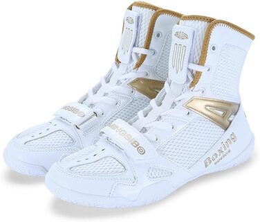 Боксерські кросівки для чоловіків. Зручні, дихаючі кросівки для боксу, єдиноборств, фітнесу та бодібілдингу. Білий, сірий колір. Розмір 41 EU.