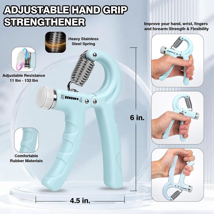 Набір для зміцнення хватки TwinBeing (4 шт.) з ручками та підсилювачем передпліччя - тренажер рук та пальців - розвантажувальне кільце для сили - літаюча диска