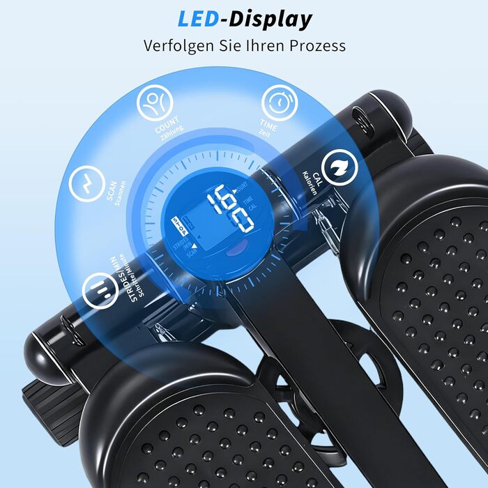 Міні степер 2-в-1 з тросами та LCD-дисплеєм для дому - регульований опір, фітнес для ніг та рук