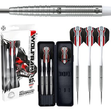 Дарти Harrows Wolfram 97% Tungsten 22g (набір): сталеві наконечники, Speedline шафти, Marathon оперення, кейс для подорожей