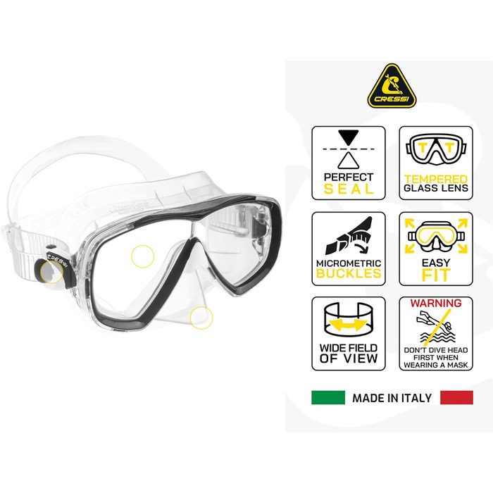 Набір для снорклінгу Cressi Estrella: маска та трубка Seal Dry, прозорий/аквамарин, універсальний розмір