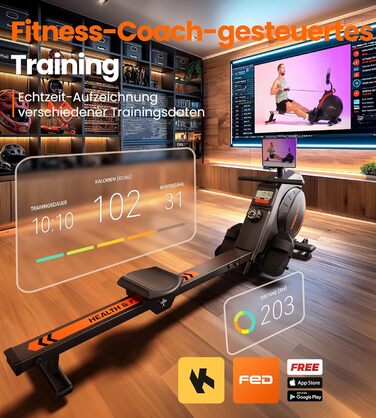 YOSUDA 02-Magnetic Pro: Гребний тренажер для дому, ультратихий, з магнітним опором, 16 рівнів, LCD-дисплей, компактний, до 160 кг