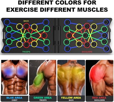 Лежанка для віджимань 24 в 1, складана, з ручками для тренування м'язів. Підходить для чоловіків та жінок (Чорний)