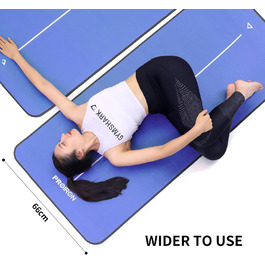 PROIRON Килимок для гімнастики та йоги, тренувальний килимок для дому, фітнес-килимок, 183x66x1 см (Синій+Темно-сірий)