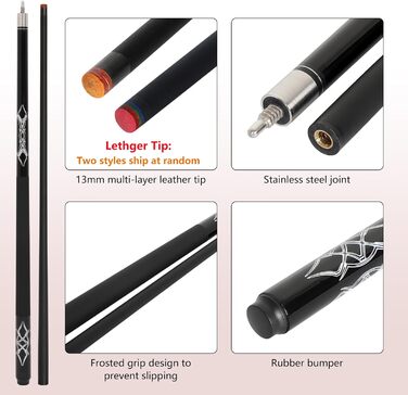 Більярдні кий Dysdensa: кий для більярдного столу з композитного матеріалу Fiberglas-Graphit, вага 510-595 г, довжина 147 см, білий (чорний, 2 шт.)