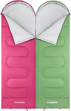 Спальний мішок KingCamp Oasis 250 - літній, для кемпінгу та відпочинку на природі, зелений, довжиною 2.2м, шириною 2.2м, температура комфорту -3°C