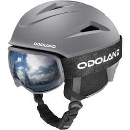 Шолом для катання на лижах та сноуборді Odoland з маскою, сірий, регульований, 60-61 см