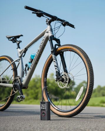 Бездротова електрична повітряна помпа Powools 150PSI з LED-ліхтариком та автостопом, акумуляторна помпа для велосипеда, електровелосипеда, авто, мотоцикла, м'ячів, чорна