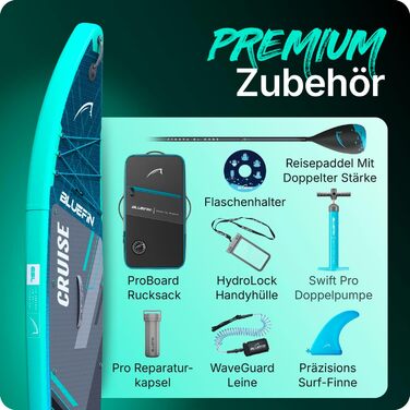 Надувне SUP Bluefin Cruise 10'8: Комплект для веслування на дошці | Преміум якість, протиковзке покриття, для дорослих та підлітків | Blue Gecko