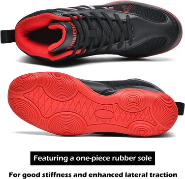 Чоловічі боксерські та борцівські кросівки DimaiGlobal. Кросівки для єдиноборств, фітнесу, кікбоксингу, карате, тхеквондо, важкої атлетики. Розмір 45 EU, чорно-червоні.