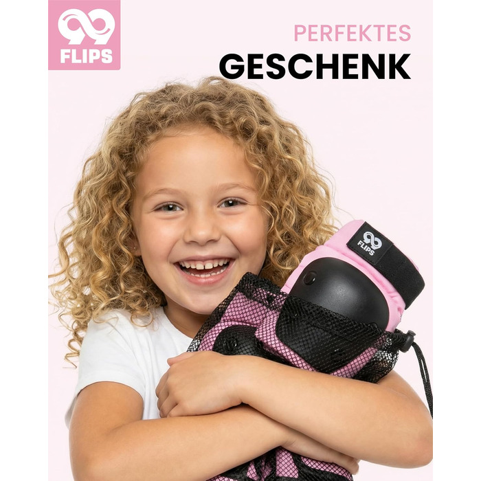 Захист для колін та ліктів 99FLIPS для дітей (3-12 років), рожевий - комплект для роликів, скейтборду, самокату (XS/S/M)