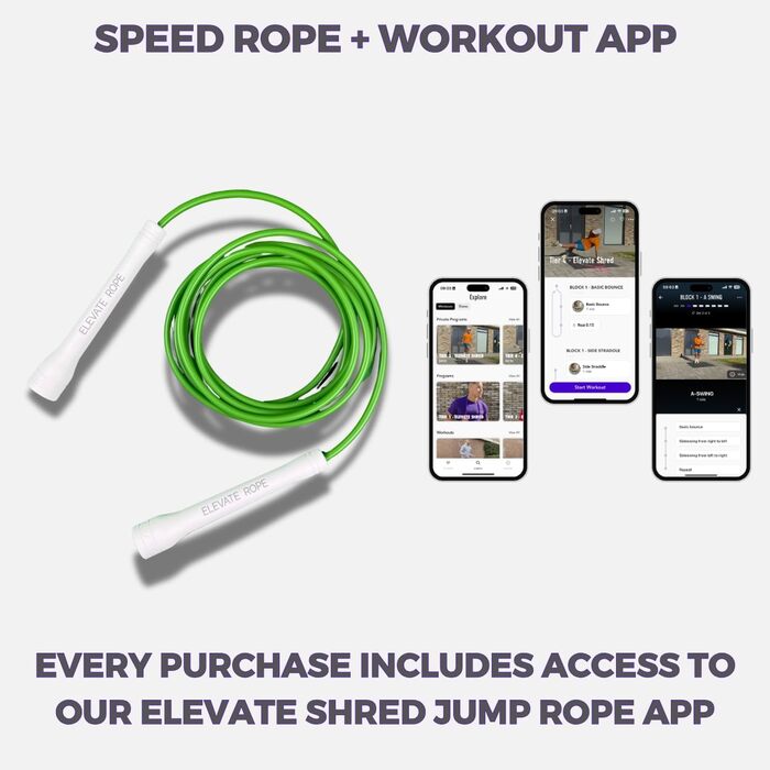 Стрибкове канат Elevate Speed Rope MAX - професійний, 5 мм, 3 м, з міцними ручками (зелений)