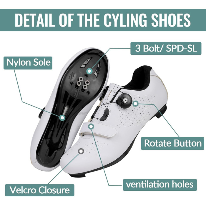 Велосипедні шкарпетки FANSU для чоловіків та жінок, велотуфлі з Delta-кріпленнями, сумісні з педалями Look SPD-SL Delta Lock та Peloton (45 EU, Білий)