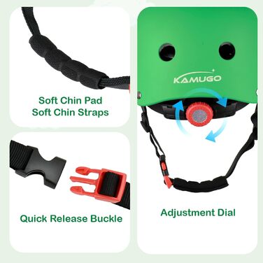 Дитячий шолом KAMUGO з комплектом захисту: наколінники, налокітники, напульсники (2-8 років)