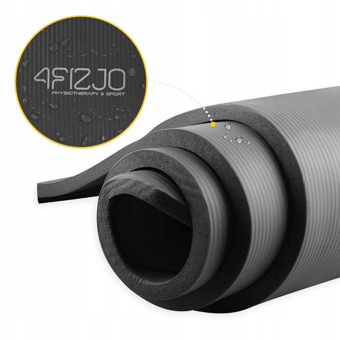Килимок для фітнесу 4FIZJO 180 см x 60 см, чорний