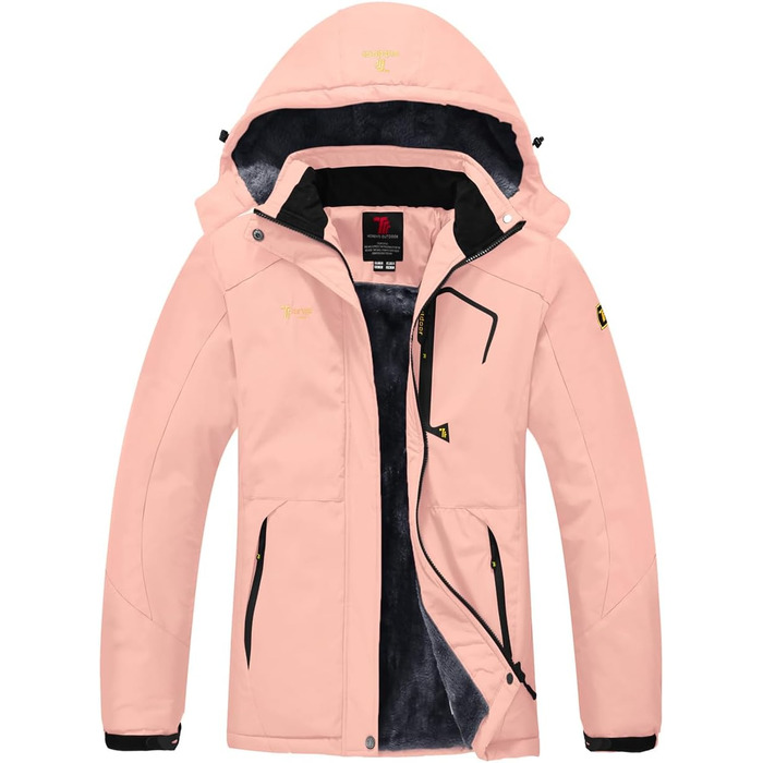 Жіноча зимова куртка YSENTO: водонепроникна, тепла флісова, функціональна з капюшоном, рожевий колір