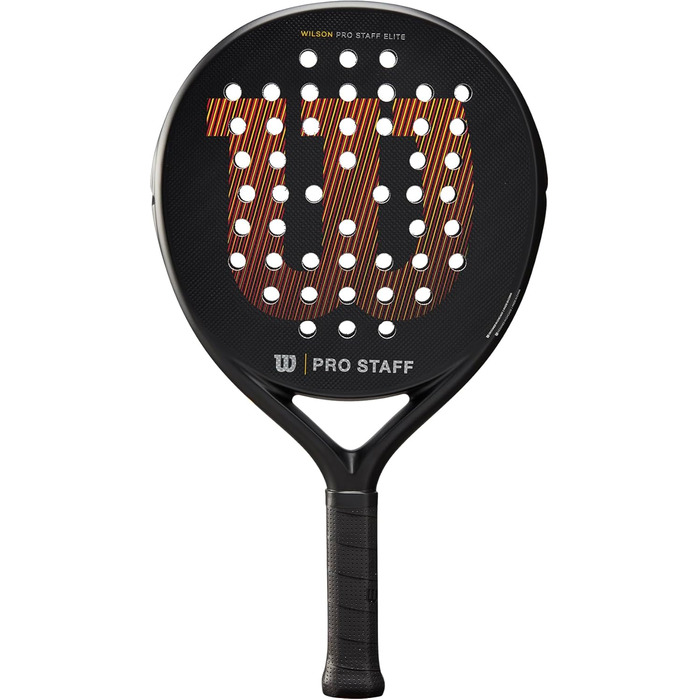 Падельна ракетка Wilson Pro Staff Elite v2, карбон-скловолокно, EVA, 365 г, 484 см², чорна/червона/жовта