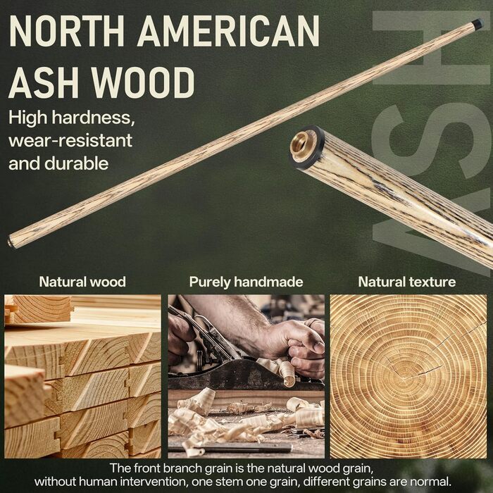 Kmise Професійний бильк для більярдного снукера - 21 oz, професійний бильк для розбиття з наконечником 13 мм, 2-секційний, для різних видів більярдного спорту