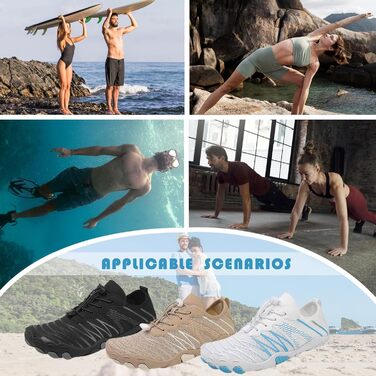 Чоботи для плавання та серфінгу Barfußschuhe: чоловічі та жіночі, швидко сохнуть, антиковзкі, розмір 36-47, чорний